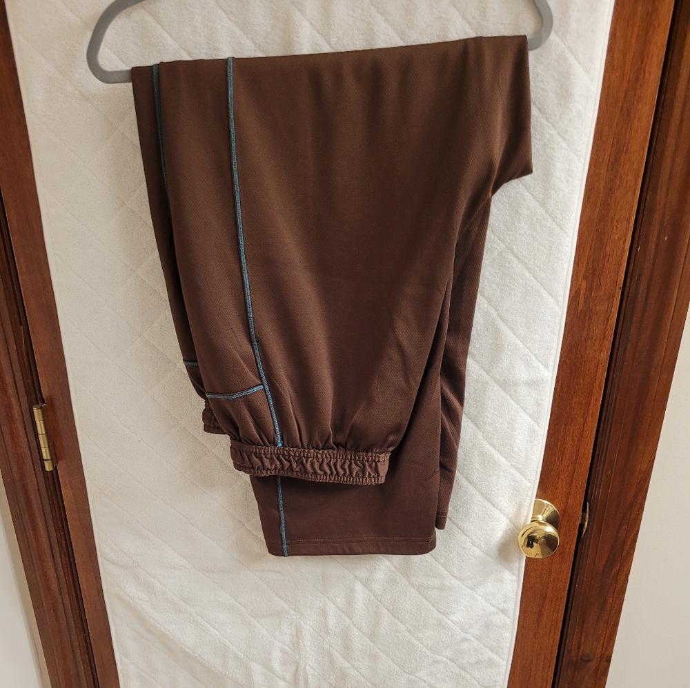 Just My Size 1x brown/teal piping jogging pants with front pockets